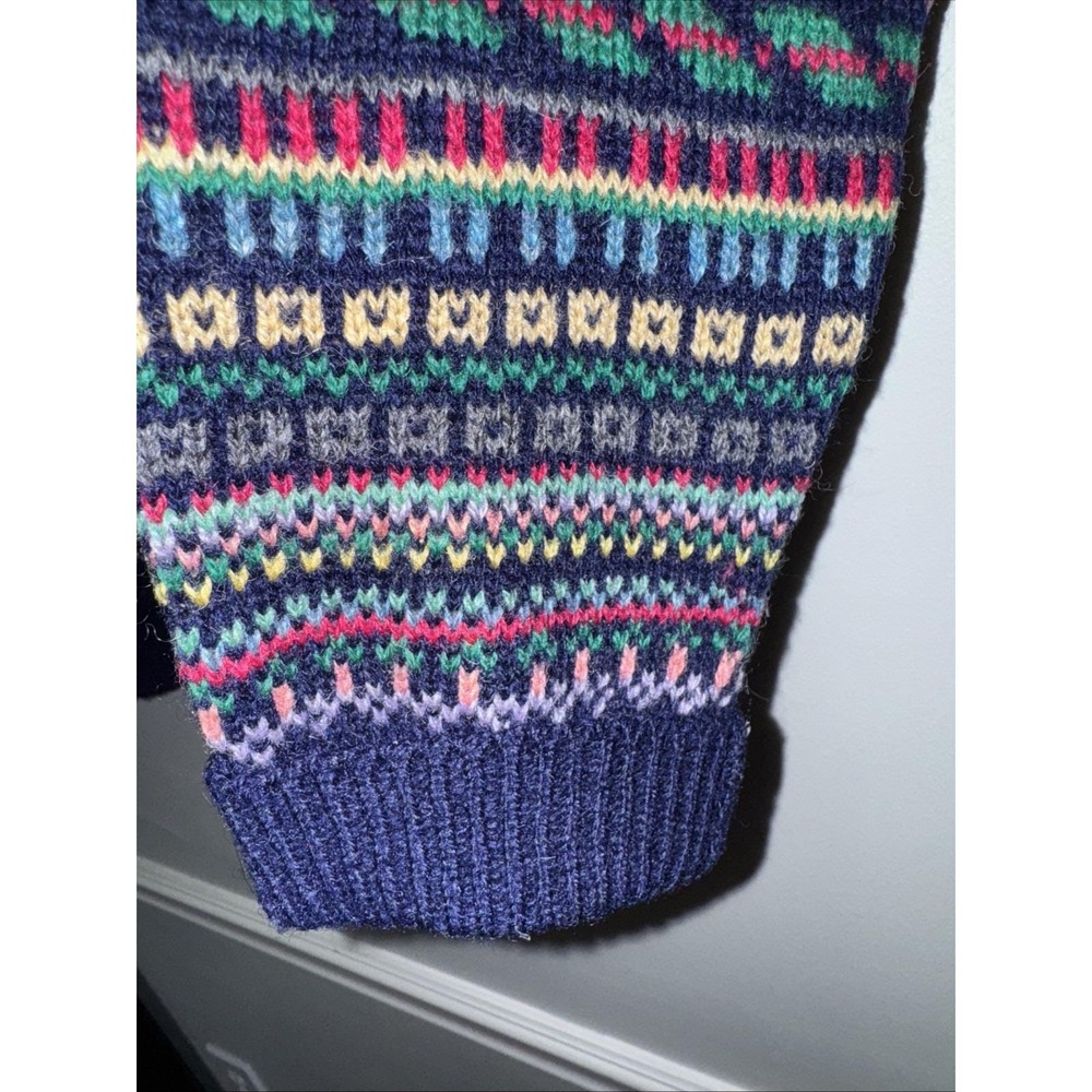 Vintage Laura Ashley Medium Large Wool Nordic Sweater Fair Isle - Picture 6 of 6